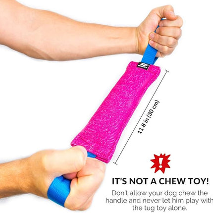 Bull Fit K9 Dog Bite Tug Toy with 2 Strong Handles - Made of Durable & Tear-Resistant French Linen - Perfect for Tug of War, Fetch & Puppy Training - Ideal for Medium to Large Breeds