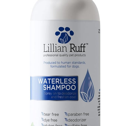 Lillian Ruff Waterless No-Rinse Dog Dry Shampoo Spray with Hydrating Essential Oils - pH-Balanced Dry Shampoo for Dogs - Clean, Condition, Detangle & Deodorize Dry, Sensitive Skin (Blueberry)