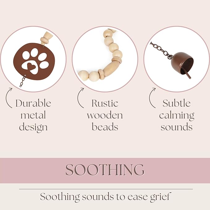 Pet Memorial Wind Chime - Dog Memorial Gifts for Loss of Dog - Dog Bereavement Gifts – Pet Remembrance Gift in Memory of Dog or Cat - Paw Print Windchime with Rainbow Bridge Card