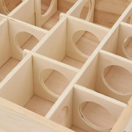 Hypeety Wooden Maze Tunnel Toy with Plastic Cover, Small Pet Animals Activity Sport Labyrinth Dwarf Hamster Play Toys Maze Tunnel Mice Wooden Funny Toy