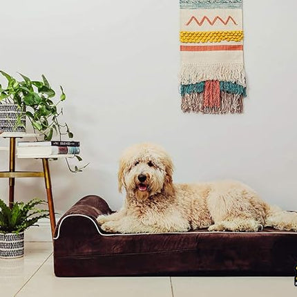 KOPEKS Orthopedic Memory Foam Dog Bed 7" Inch Thick Extra Large Dog Bed With Pillow Brown 50"x34"x10" Includes Waterproof Liner & Durable Removable Cover With Smart Design