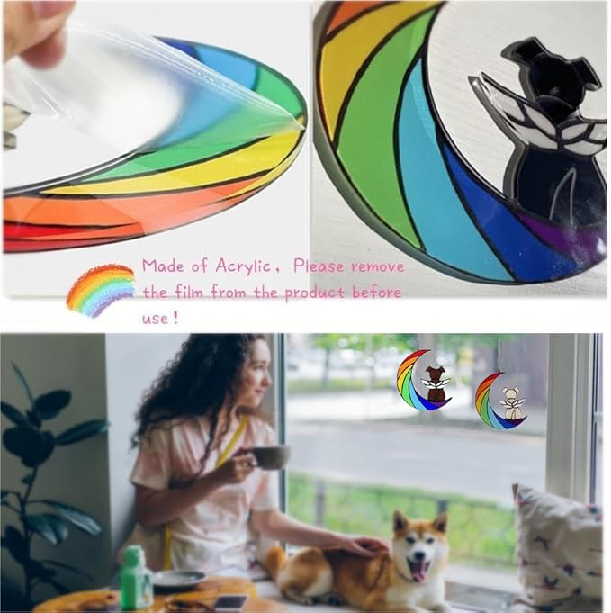 Dog Memorial Gifts, Death Sympathy Gift for Loss of Dogs, Rainbow Bridge Pet Passing Away Pet Memorial Sun Catcher Gifts