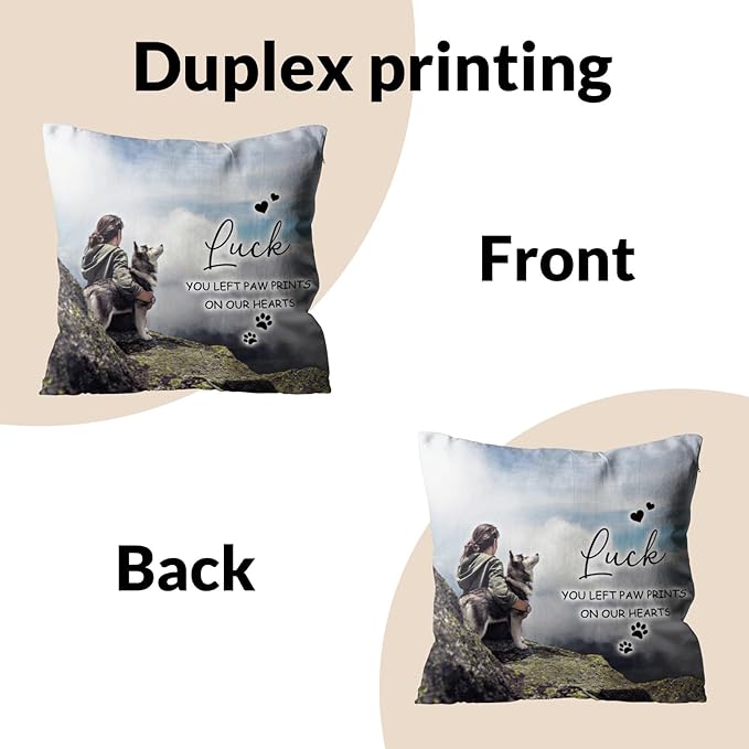 Custom Pet Memorial Throw Pillow with Photo, Personalized Sympathy Gifts for Dog Cat Loss, Pet Memorial Gifts for Pet Loss, Birthday, Christmas, (16x16 Inch)