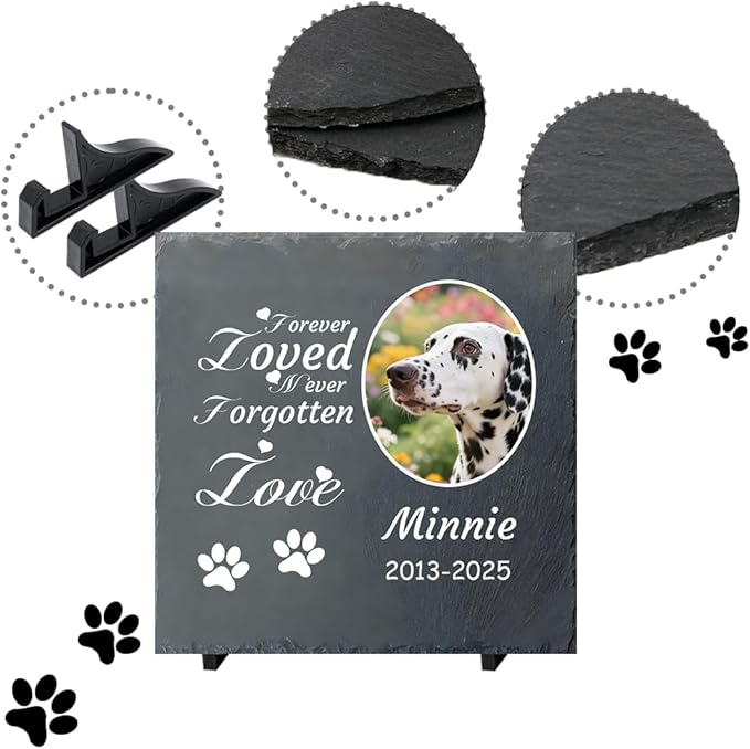 Dog Memorial Gifts for Loss of Dog, Personalized Pet Memorial Stone, Custom Dog Grave Marker with Name & Photo, Sympathy Gifts for Bereaved Pet Owners, Cemetery Decor (Style H)