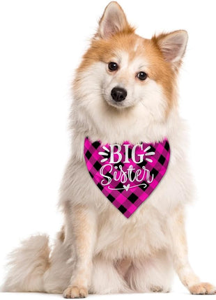 Big Sister Dog Bandana, Buffalo Plaid Pet Scarf, Pet Scarf Accessories, Baby Announcement Dog Bandana, Dogs Bandana Gift for Small Medium Large