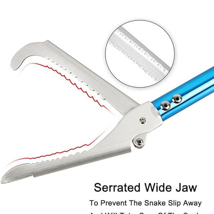 60inch Snake Tong Reptile Grabber Rattle Snake Catcher Professional Aluminum Alloy Wide Jaw Handling Tool with Lock and Comfortable Grip Handle (Include Snake Bagging)