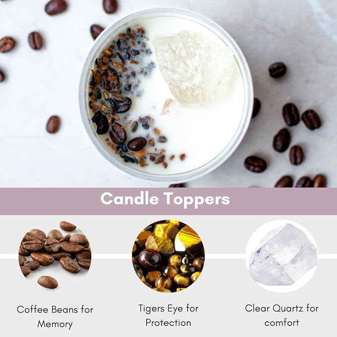 Premium Paw Prints Pet Memorial Candle – Dog Memorial Gifts for Loss of Dog, Pet Loss Sympathy Gift, Paraffin-Free Soy Wax with Tiger’s Eye, Clear Quartz & Coffee Beans – Thoughtful Remembrance Gift