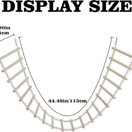 Bird Ladder Bridge, Wooden Pet Hamster Climbing & Swing Toys, Cage Accessories for Birds Rats Parrots Hamster Squirrel Sugar Gliders Parakeets Cockatiels - 20 Steps - 44.5 x 5.9 Inch