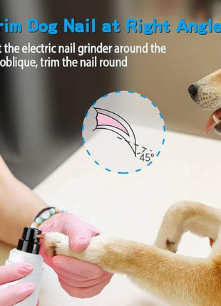 Casfuy Dog Nail Grinder Upgraded - Professional 2-Speed Electric Rechargeable Pet Nail Trimmer Painless Paws Grooming & Smoothing for Small Medium Large Dogs & Cats (White)
