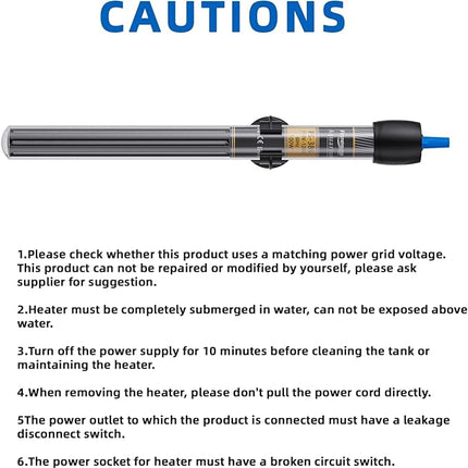 FREESEA 300 Watt Aquarium Fish Tank Heater with Aquarium Submersible Thermometer