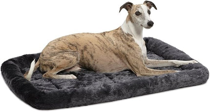 New World Dog Bed – Gray Faux Fur Bolster, Ultra-Soft and Machine Washable, Fits 36-Inch Crates and Carriers, for Medium to Large Sized Breeds