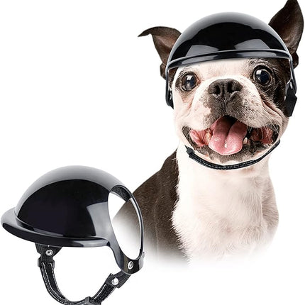 LESYPET Small Dog Helmet for Small Dogs, Dog Hat with Ear Hole Adjustable Strap Outdoor Motorcycling Biking, Black