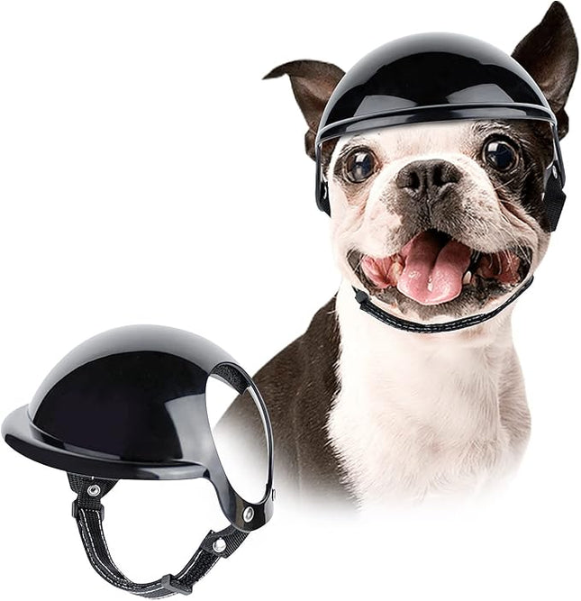 LESYPET Small Dog Helmet for Small Dogs, Dog Hat with Ear Hole Adjustable Strap Outdoor Motorcycling Biking, Black