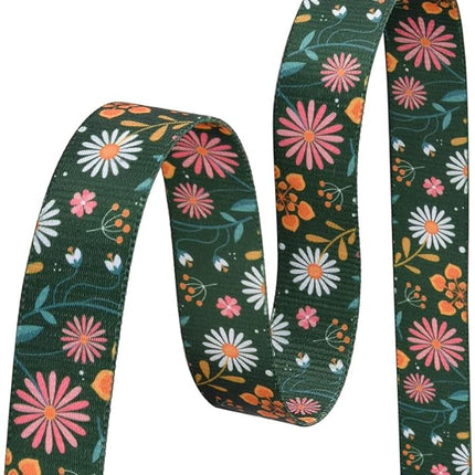 Dog Collar with Bohemia Floral Tribal Geometric Patterns - Soft Ethnic Style Collar Adjustable for Small Medium Large Dogs(Dark Green Flower,S)