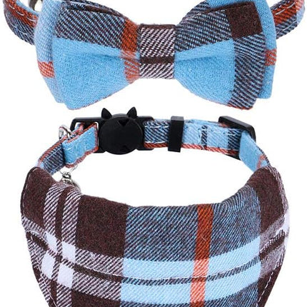 Faleela Breakaway Cat Collar with Bells - 2 Pack Cat Collar with Bells, Cat Collars with Bandana, Accessories for Pet Collars, Adjustable for Cats and Small Dogs