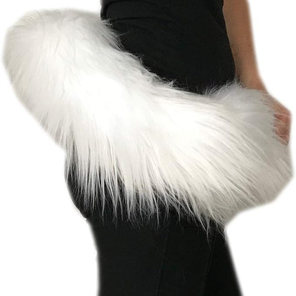 Bianna Creations Long Faux Fur Animal Luxury Tail, Cosplay Fursuit Fursona,Costume Dress Up Pet Play Furry Accessory (20", White)
