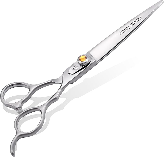 Fenice Professional Dog Grooming Scissors: 7 inch Straight Shears for Dogs Trimming Made Of Japanese 440C Stainless Steel Yellow Diamond