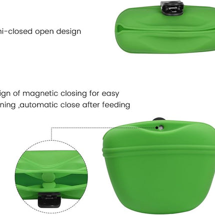 AUDWUD Silicone Dog Treat Pouch,with Dog Training Clicker,Clip on Portable Training Container,Convenient Magnetic Buckle Closing and Upgraded Waist Clip for Enhanced Stability