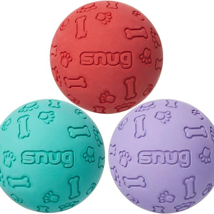 Snug Rubber Dog Balls for Small and Medium Dogs - Tennis Ball Size - Virtually Indestructible (3 Pack - Fresh)