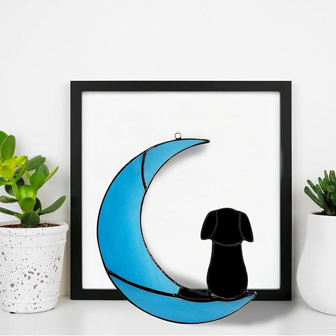 Stained Glass Dog Memorial Gifts, Dog Sympathy Gifts for Dog Lovers, Suncather for Window Hanging,in Memory of Dog Passing Away Gifts,Loss of Dog Sympathy Gift.