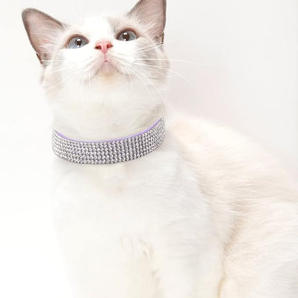 Dog Collar for Small Dogs, Adjustable Leather Suede Bling Dog Collars，Purple Dog Collar Cat Collar, Rhinestone Dog Collar (XS, Purple)