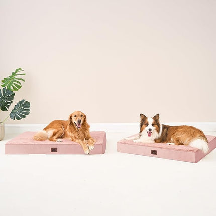 EHEYCIGA Orthopedic XXL Dog Beds for Jumbo Dogs with Removable Washable Cover, Pink, 50x36