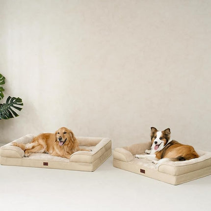 EHEYCIGA Orthopedic XL Dog Beds, Waterproof Memory Foam Dog Bed for Extra Large Dogs, Non-Slip Bottom and Egg-Crate Foam Big Pet Couch Bed with Washable Removable Cover, Graige