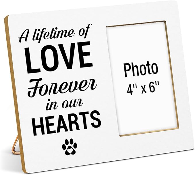 Dog Memorial Gifts for Loss of Dog Picture Frame, Pet Memorial Gifts for Dogs, Sympathy Gift for Cat Pet Lovers, A Lifetime of Love Forever in Our Hearts Wood Photo Frames, 4 x 6 Inch Photo