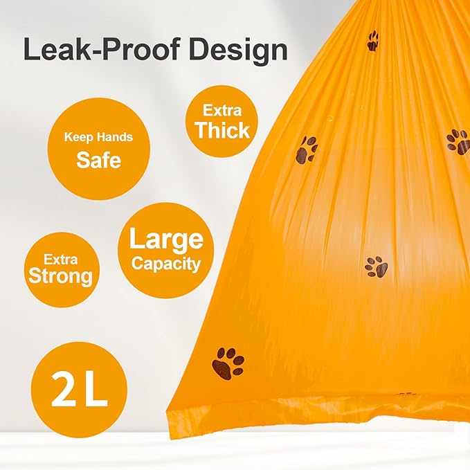 270 Counts Dog Poop Bags Rolls with Dispenser & Leash Clip, Scented Poop Bags for Dogs Waste, Extra Thick & Leak Proof for Poop Doggie Puppy Pet Waste, 9" x 13", Orange