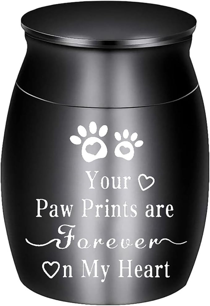 Small Pet Urns for Dogs Ashes Mini Urn Dog Ashes Cremation Keepsake Pet Memorial Urns Gift，Black