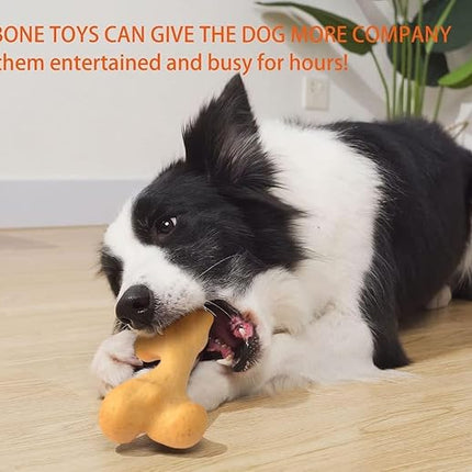 Indestructible Dog Bones for Aggressive Chewers, Durable Tough Puppy Teething Toys, Interactive Dog Toys for Medium/Large Breed, Beef & Chicken Flavor (3pcs)