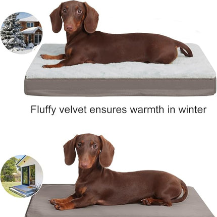 KSIIA Orthopedic Dog Bed, Egg Crate Foam Pet Mat with Removable Cover, Plush Waterproof & Washable Small Dogs Bed, 17x12 Inch, Gray