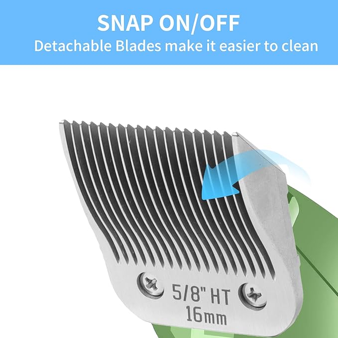 2 Pcs Size 5/8HT Detachable Dog Grooming Blades, Compatible with Andis, Oster A5, Wahl KM10 Series Clippers, Cut Length 16mm, Silver(5/8HT 16mm, 2 Packs)