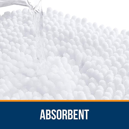 OLANLY Toilet Rugs U-Shaped 20x20, Extra Soft Absorbent Chenille Contour Bathroom Rugs for Toilet, Dry Quickly, Machine Washable, Non-Slip Bath Mat, White