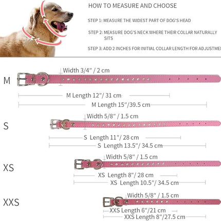 Bling Dog Collars for Medium Dogs, Pretty Rhinestone Dog Collar Crystal Jewel Glitter Diamond Female Puppy Collar for Small Medium Pet Girl Dogs, Light Blue M