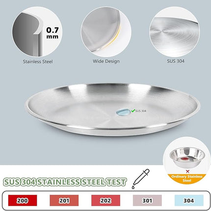 6-Pack Stainless Steel Cat Food Bowls, Shallow Whisker-Friendly Non-Slip Silicone Base Metal Dishes, Easy to Clean Indoor Feeding Flat Plates for Cat, Kitten, Small Dog (6.7")