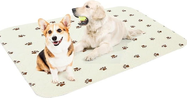 PUPTECK Washable Pee Pads for Dogs - Waterproof Reusable Puppy Potty Training Pads Whelping Mat - Fast Absorption Non-Slip Pet Food Feeding Mat (Beige, 36x41 Inch (Pack of 2))