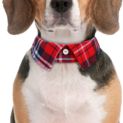 Faleela Cotton Plaid Shirt Style Dog Collar Soft Cute,Boy Dog Collar with Quick-Release Buckle,Adjustable Bow Tie Collar for Small Medium Large Dogs
