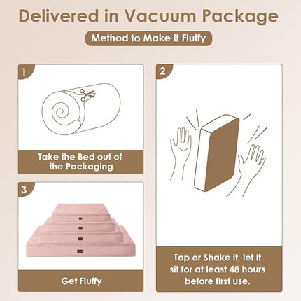 EHEYCIGA Orthopedic XXL Dog Beds for Jumbo Dogs with Removable Washable Cover for Crate, Pink, 47x29