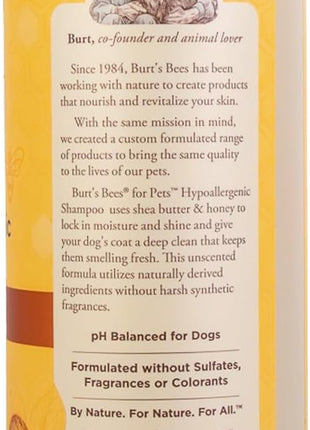 Burt's Bees for Pets Hypoallergenic Shampoo for Dogs with Shea Butter and Honey, 95% Natural Origin Formulas, Cleanser for Sensitive Dogs - Gentle Dog Wash, 6pk, 16 oz