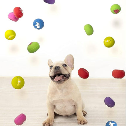 Squeaky Dog Ball, Latex Cute Dog Toys for Puppy and Small Dogs Soft Rubber Fetch Play Catch Ball Bounce and Funny Squeak Pet Toys