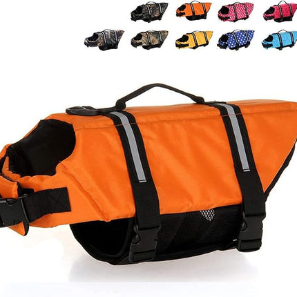 HAOCOO Dog Life Jacket Vest Saver Safety Swimsuit Preserver with Reflective Stripes/Adjustable Belt Dogs?Orange,S