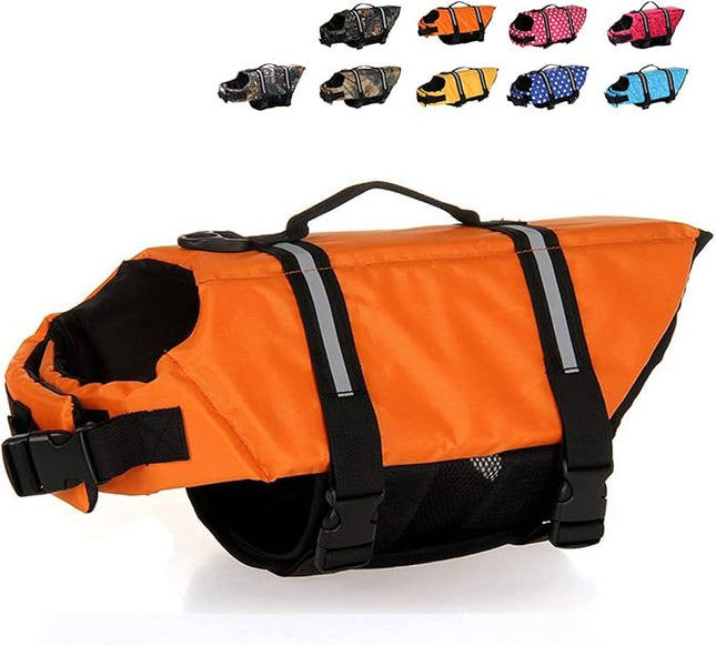 HAOCOO Dog Life Jacket Vest Saver Safety Swimsuit Preserver with Reflective Stripes/Adjustable Belt Dogs?Orange,S
