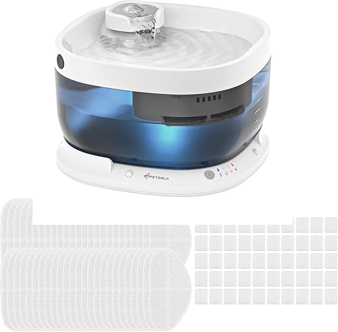 Wireless Dog Water Fountain with 50 Filter,Battery Operated Dog Water Dispenser with Motion Sensor, 237 oz/ 7L Cordless Fountain Water Bowl for Large Dogs Cat(Replacement Filter for 12 Months)