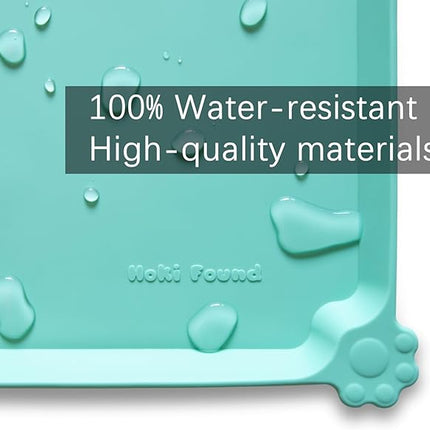 Hoki Found Silicone Pet Food Mats - Non Slip Cat & Dog Bowl Placemats - Waterproof Pet Feeding Mats - Cool Mint