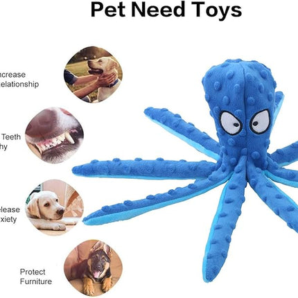 Dog Squeaky Toys Octopus - No Stuffing Crinkle Plush Dog Toys for Puppy Teething, Durable Interactive Chew Toys for Small, Medium and Large Dogs Training and Reduce Boredom, 2 Pack