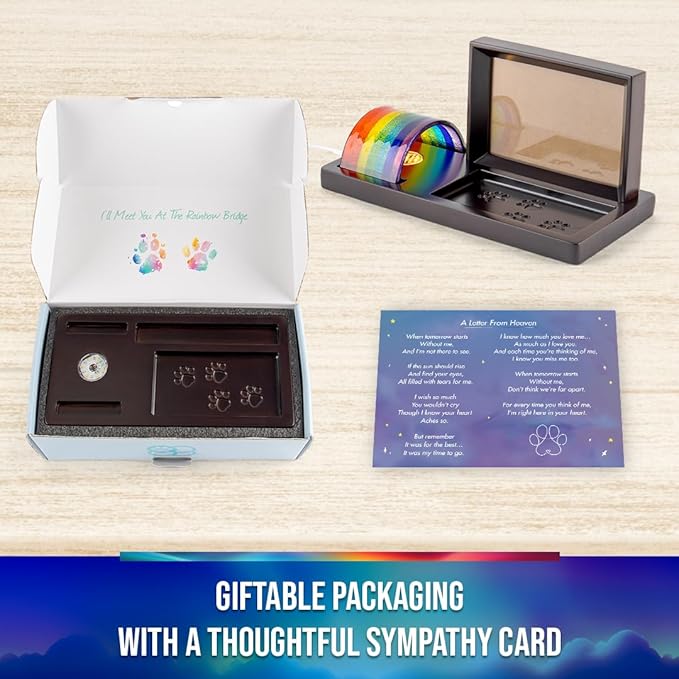 Capti Rainbow Bridge Light and Dog Photo Frame – Radiant Dog Memorial Gifts for Loss of Pet, Rainbow Glass Dog Memorial Frame, LED Light, for Sympathy, Bereavement, Grief and Loss of A Dog or Cat