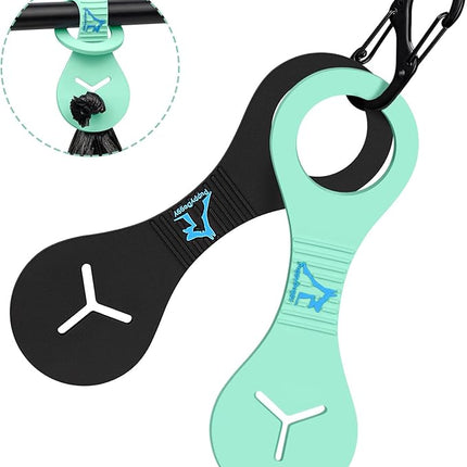 PuppyDoggy Dog Poop Bag Holder for Leash Waste Bag Carrier Dog Poop Bag Dispenser for Walking Running Bicycle Accessory 2 Pieces (Black + Light Green)