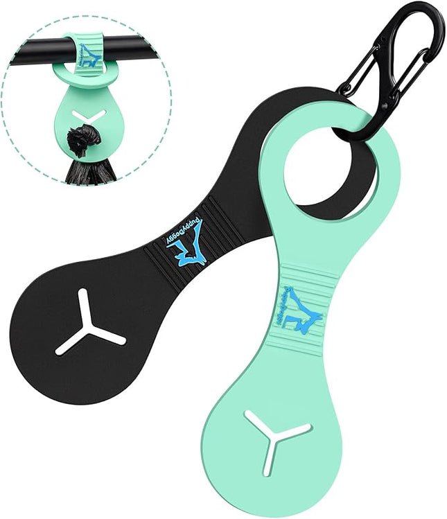 PuppyDoggy Dog Poop Bag Holder for Leash Waste Bag Carrier Dog Poop Bag Dispenser for Walking Running Bicycle Accessory 2 Pieces (Black + Light Green)