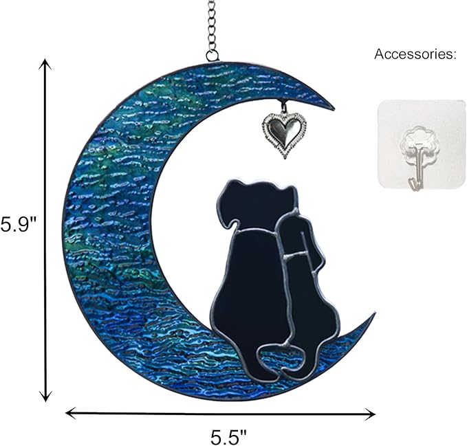Double Dog Memorial Gifts for Dog Lovers, Loss of Dog Sympathy Gift Stained Glass Dog Suncatcher Pet Memorial Gifts Pet Sympathy Gifts for Dogs Window Hanging Ornament Remembrance Gift Pet Loss